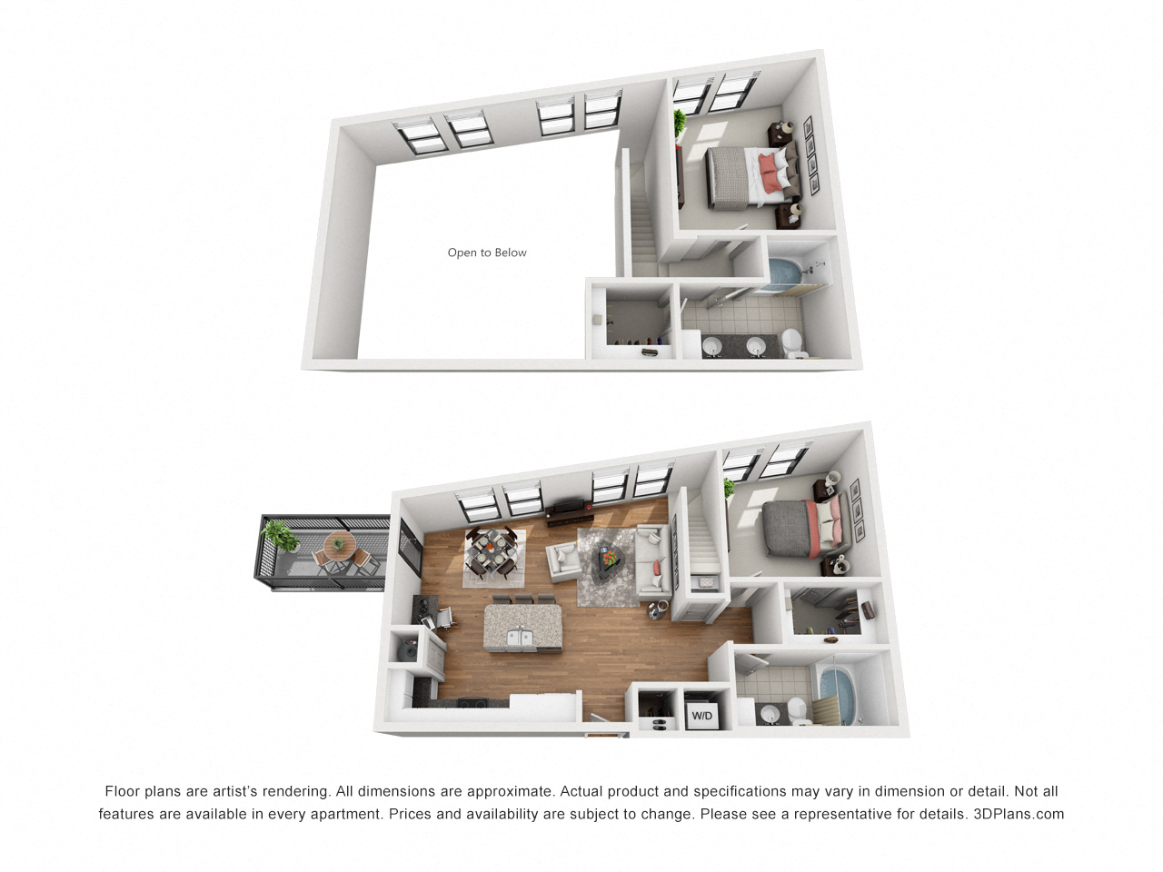Floor plan for 2 beds, 2 baths, 1109 sqft